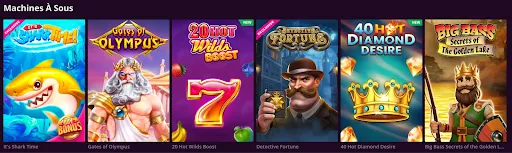 Découvrez nos machines à sous populaires : requins, dieux grecs, jackpots et aventures royales Machines à Sous – It’s Shark Time, Gates of Olympus, 20 Hot Wilds Boost, Detective Fortune, 40 Hot Diamond Desire, Big Bass Secrets of the Golden Lake
