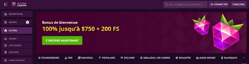 Profitez du bonus de bienvenue de 100% jusqu’à $750 + 200 tours gratuits chez Casino Bonus de bienvenue 100% jusqu’à $750 + 200 FS chez Malina